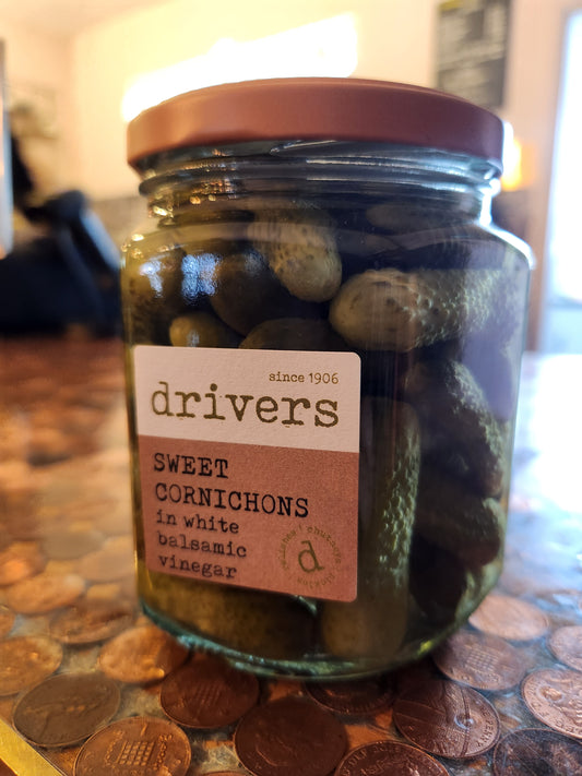 Drivers Sweet Cornichons in White Balsamic Vinegar