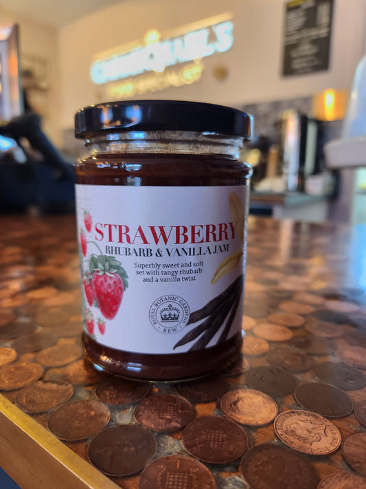 Kew Range Strawberry, Rhubarb and Vanilla Jam 340g